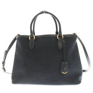 PRADA Logo Jacquard Handbag Shoulder Bag Black Canvas Leather